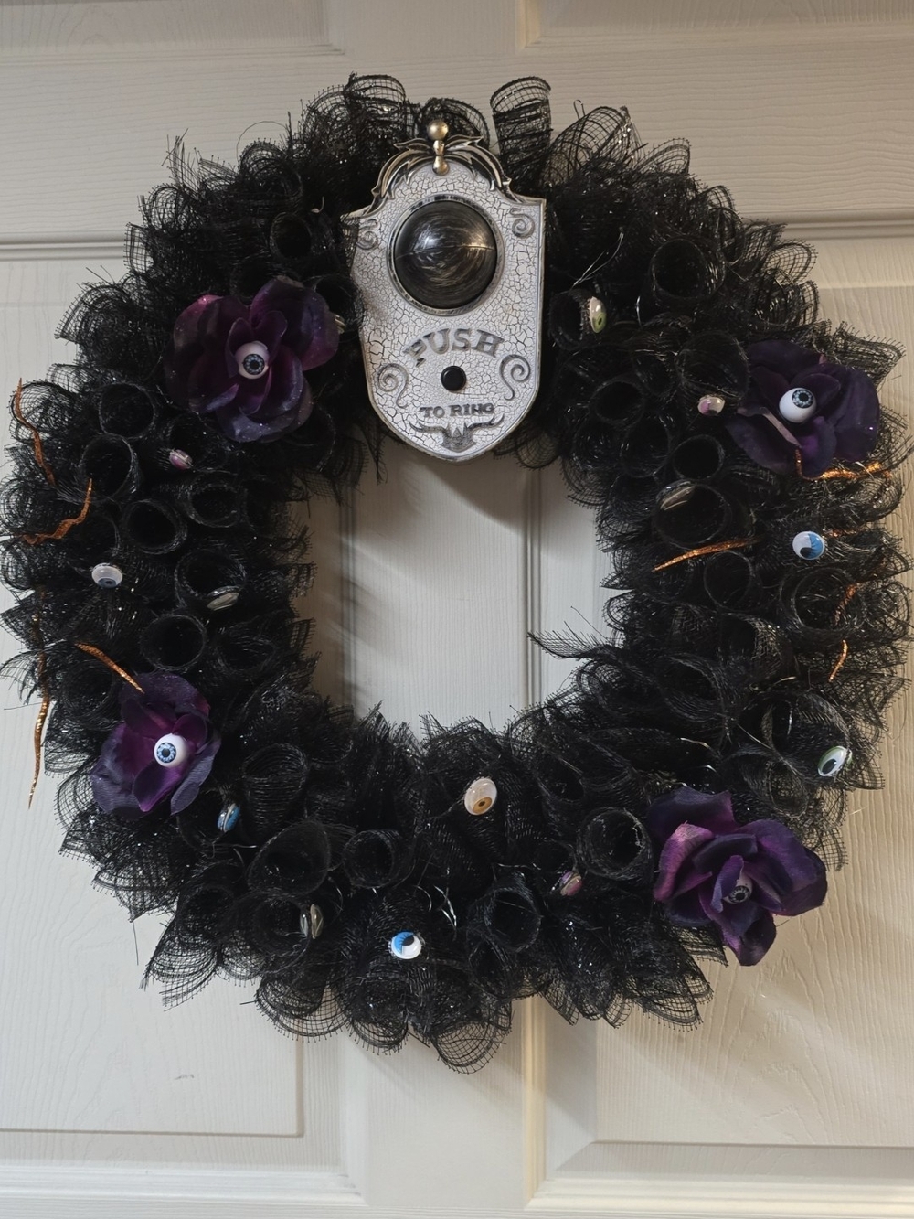 Black and Purple Decorative Halloween Wreath - Home Party Supplies